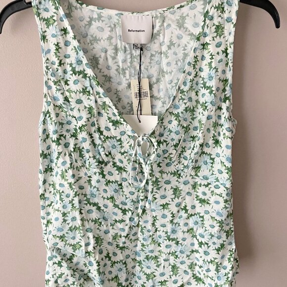 NWT Anthropologie Reformation Miri V-Neck Top in Daisy Meadow size 4 - Picture 5 of 9